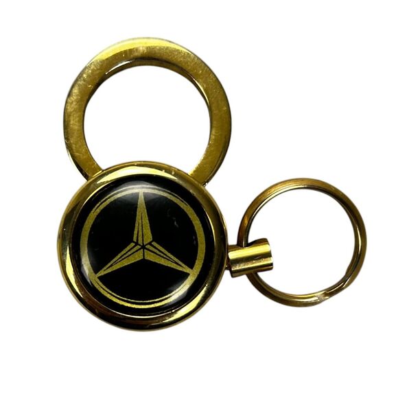 Mercedes Benz Keychain Keyring Tag Gold and Black Moveable Keychain Arm - Picture 3 of 5